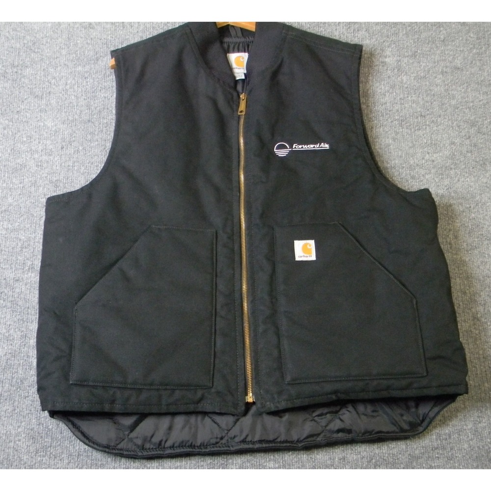 Carhartt Men's XL Black Quilted Lined Work Vest Forward Air Embroidered USA